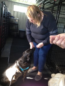 Jennifer & her dog June Holding the treats correctly in your hand is important
